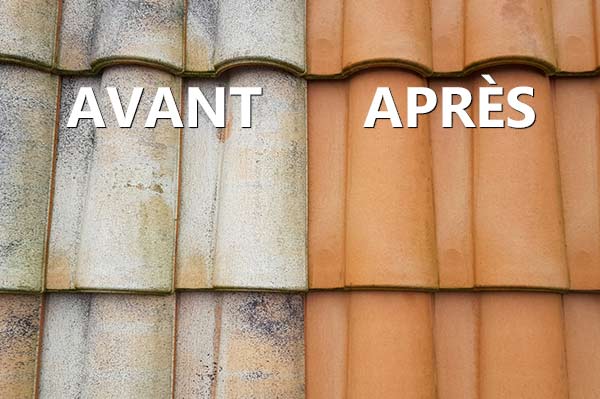 Nettoyage de toiture - avant et après